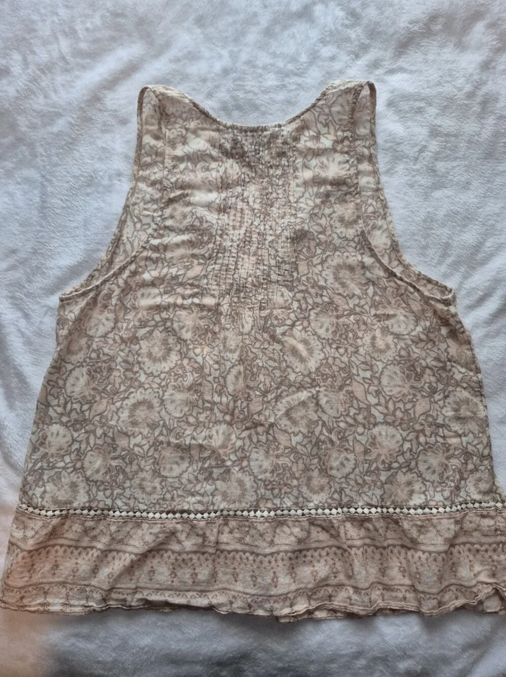 American Eagle Outfitters Beige Floral Lace-Trim Tank - Picture 5 of 6